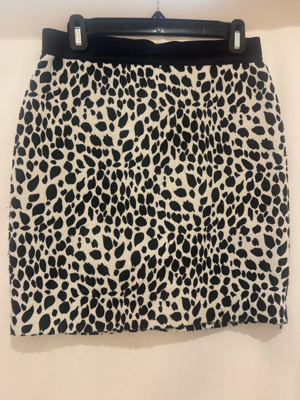 Ann Taylor Black and White Animal-Print Mini Skirt